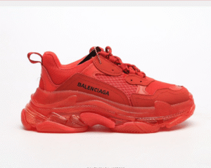 Balenciaga Triple S Vermelho com Sola Transparente