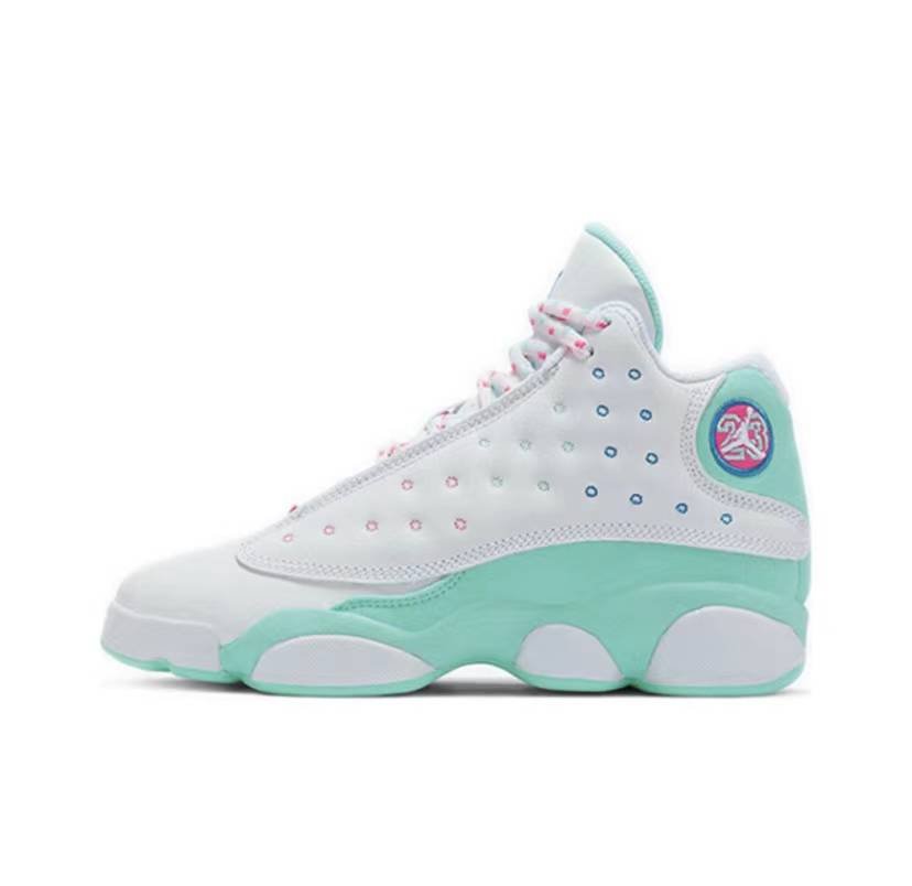 Jordan 13 Retro Branco Verde Claro Rosa (GS)