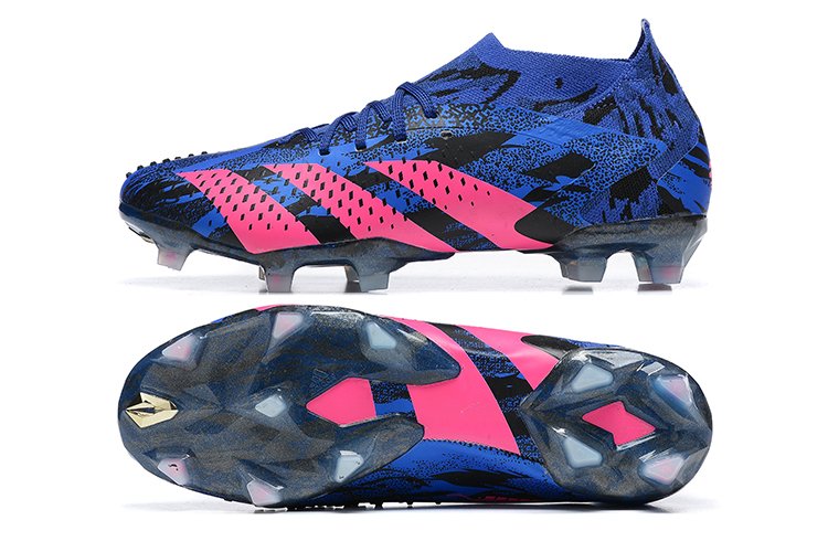Chuteiras Adidas Predator 23 FG azuis e roxas com cadarços. - Imagem 2