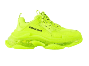 Balenciaga Triple S com sola transparente verde fluorescente